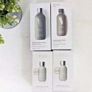 BEVEL Men's Skincare Bundle 2X Restoring Balm & 2X Exfoliating Toner NEW
